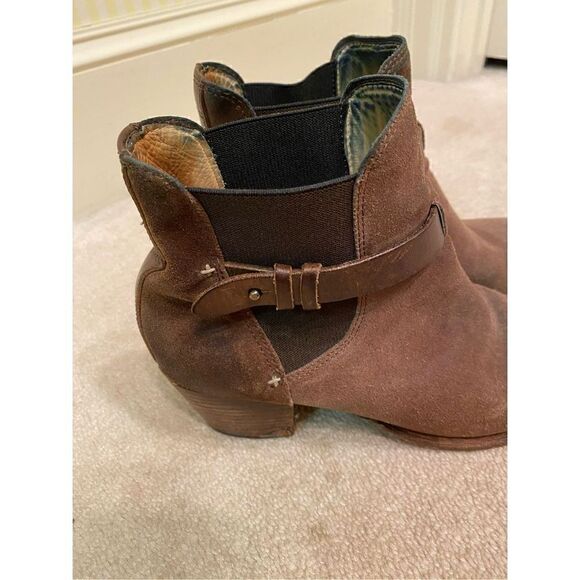 RAG & BONE DURHAM CHELSEA BOOTS BROWN SUEDE MID-HEEL ANKLE BOOTS - Picture 4 of 9